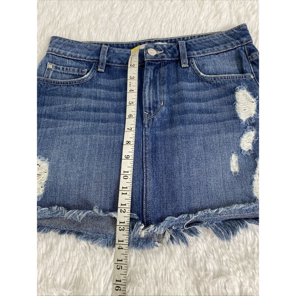 Guess Cotton Denim Mini Skirt Size S Blue Women's Raw Hem Distressed - Picture 6 of 10